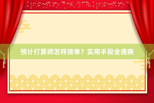 预计打算师怎样接单？实用手段全通晓