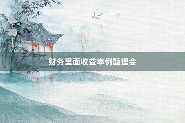 财务里面收益率例题理会